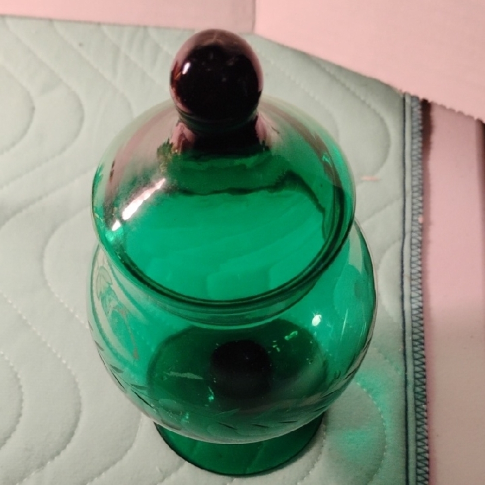 Jade Green Glass Vase with Elegant Curves